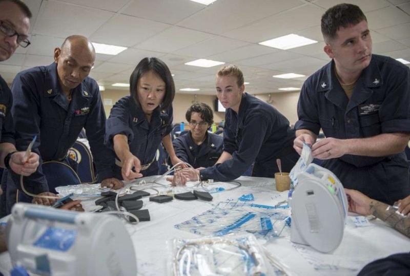 水手們正在學習負壓傷口治療技術（Negative Pressure Wound Therapy）。圖片來源：Getty Images