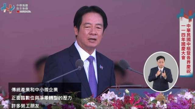 賴清德：台灣遭遇嚴峻挑戰未被擊倒 提投資三大策略確保台灣競爭優勢