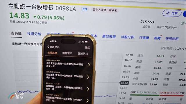 無懼台股跳水！單日19億元逢低搶買00981A 連22日未見資金流出