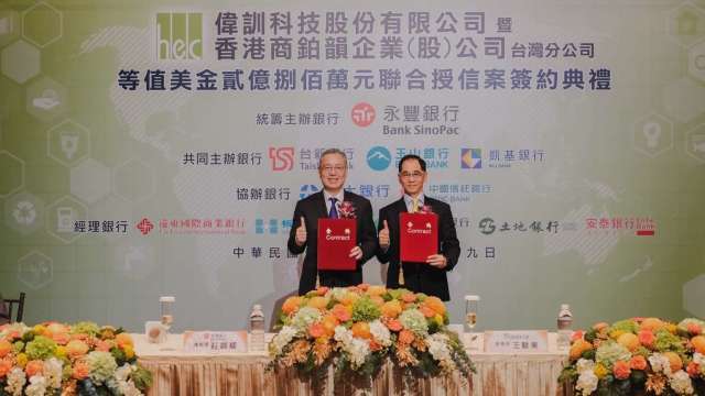偉訓完成等值2.08億美元聯貸簽約 超額認購1.67倍